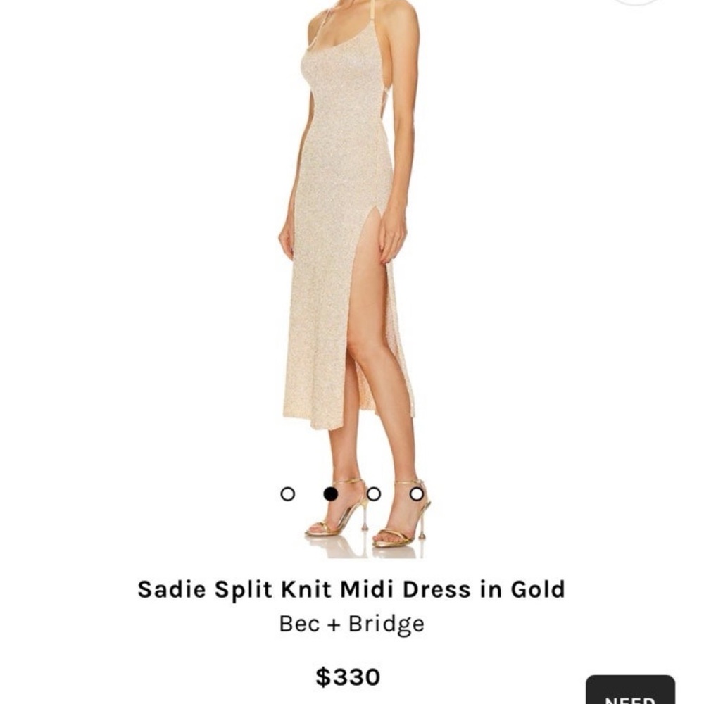 Bec and Bridge Sadie Split Knit Midi Dress in Crystal - L, M/ Crystal
